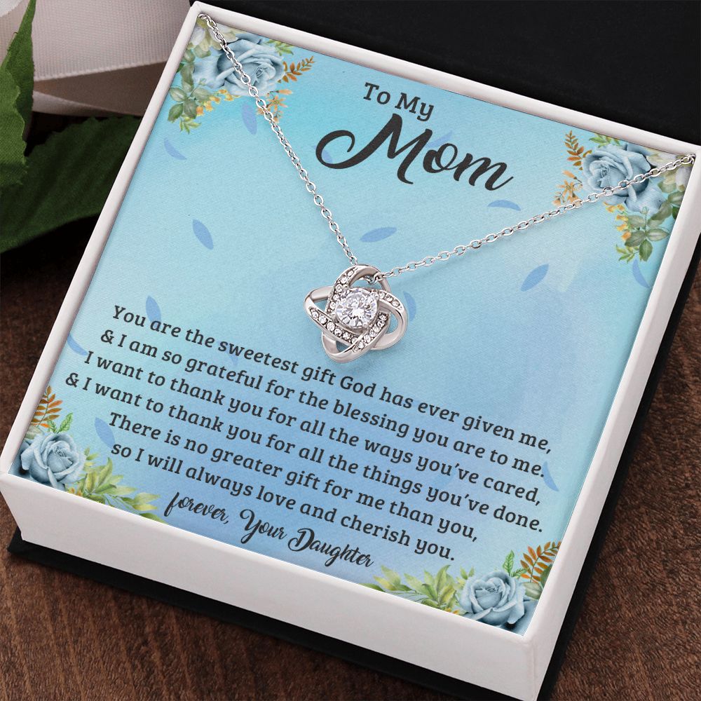 TO MY MOM LOVE KNOT NECKLACE FOR MOM, NECKLACE WITH MESSAGE CARD, BIRTHDAY, MOTHER'S DAY GIFT FOR HER