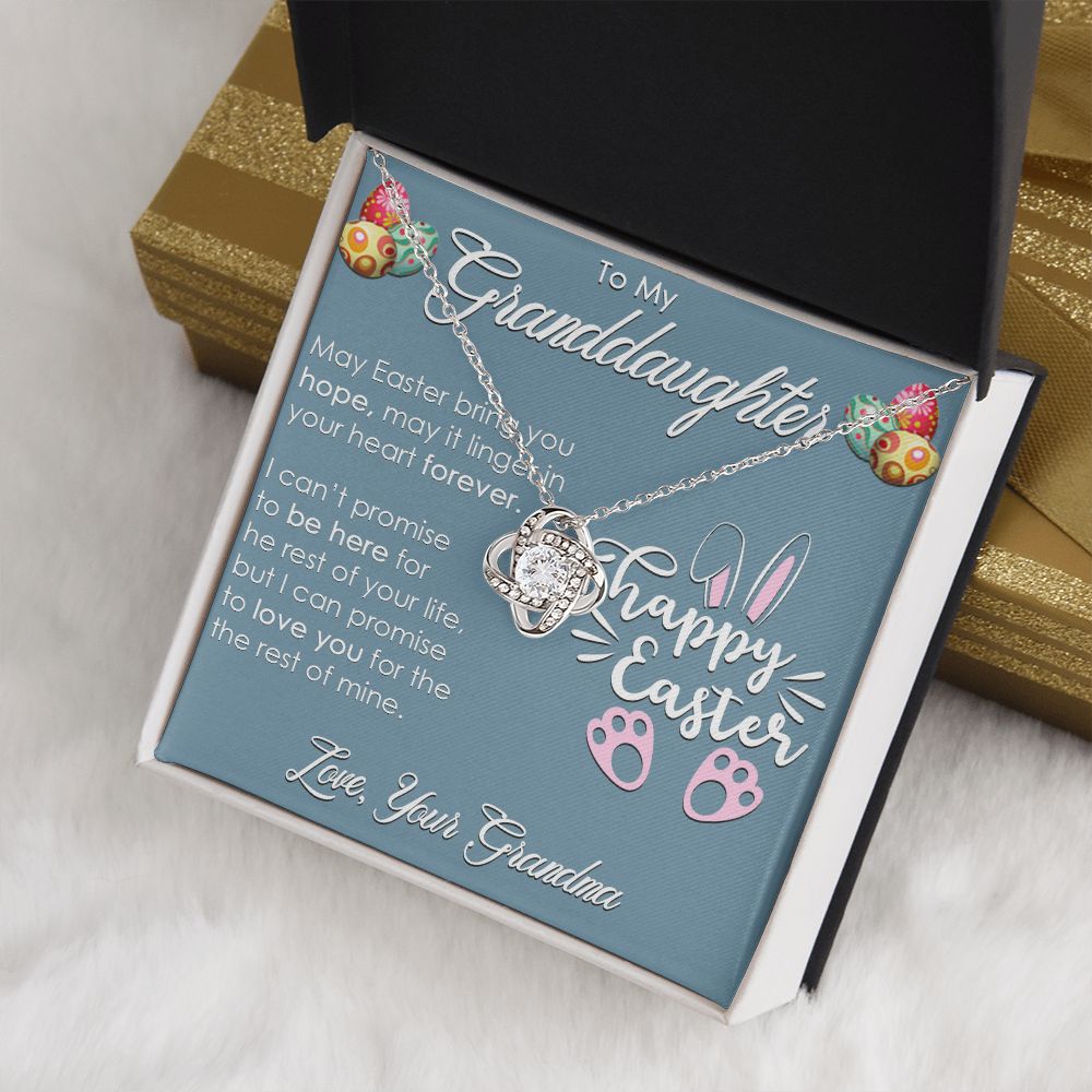 TO MY GRANDDAUGHTER, HAPPY EASTER, INTERLOCKING HEART NECKLACE WITH MESSAGE CARD, EASTER DAY GIFT FROM GRANDMOTHER