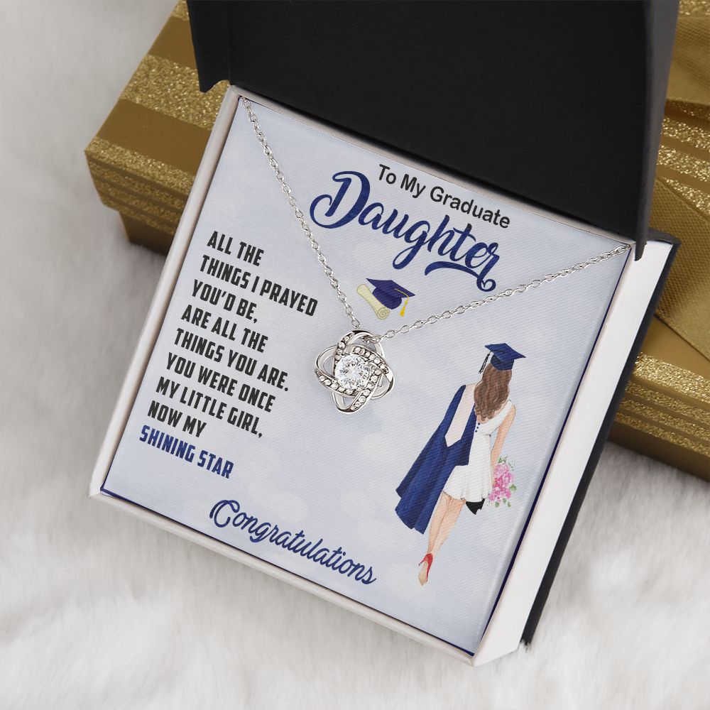 TO MY GRADUATE DAUGHTER, LOVE KNOT NECKLACE FOR DAUGHTER ON HER GRADUATION, FROM MOM/DAD, GRADUATION GIFT FOR HER