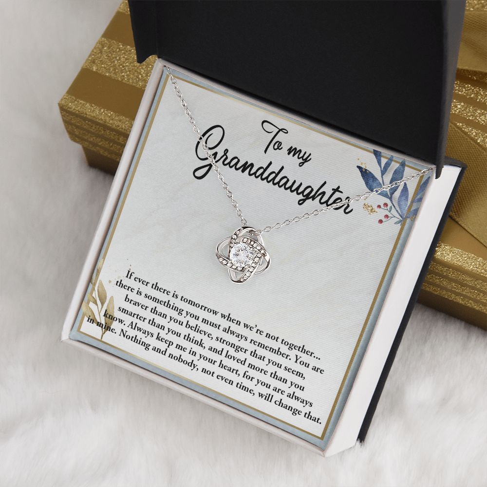 TO MY GRANDDAUGHTER, LOVE KNOT NECKLACE WITH MESSAGE CARD FOR GRANDDAUGHTER, BIRTHDAY GIFT FOR HER, FROM GRANDMA/GRANDPA