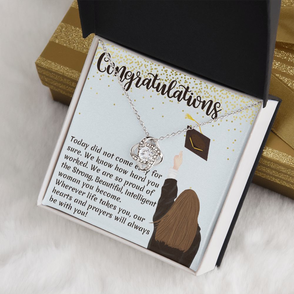 CONGRATULATION, LOVE KNOT NECKLACE FOR GRADUATION, CONGRATULATION GIFT FOR DAUGHTER/GRANDDAUGHTER/SISTER, GRADUATION GIFT FOR HER