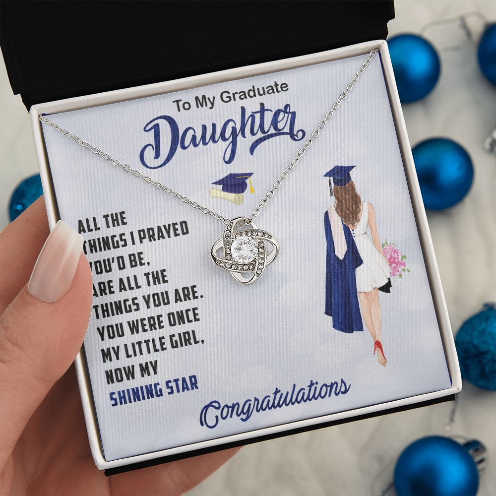 TO MY GRADUATE DAUGHTER, LOVE KNOT NECKLACE FOR DAUGHTER ON HER GRADUATION, FROM MOM/DAD, GRADUATION GIFT FOR HER