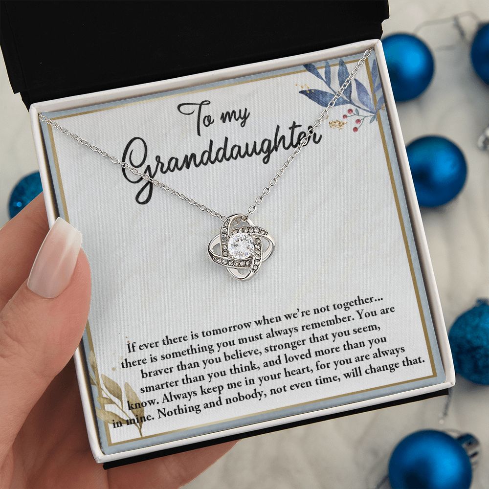 TO MY GRANDDAUGHTER, LOVE KNOT NECKLACE WITH MESSAGE CARD FOR GRANDDAUGHTER, BIRTHDAY GIFT FOR HER, FROM GRANDMA/GRANDPA