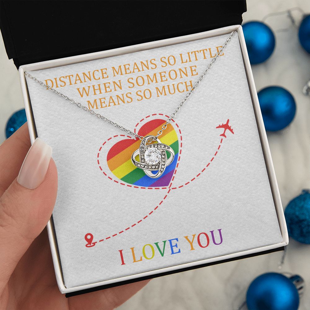 I LOVE YOU, LOVE KNOT NECKLACE FOR SOULMATE, FOR YOUR LGBTQ PARTNER, WITH MESSAGE CARD, PRIDE NECKLACE,