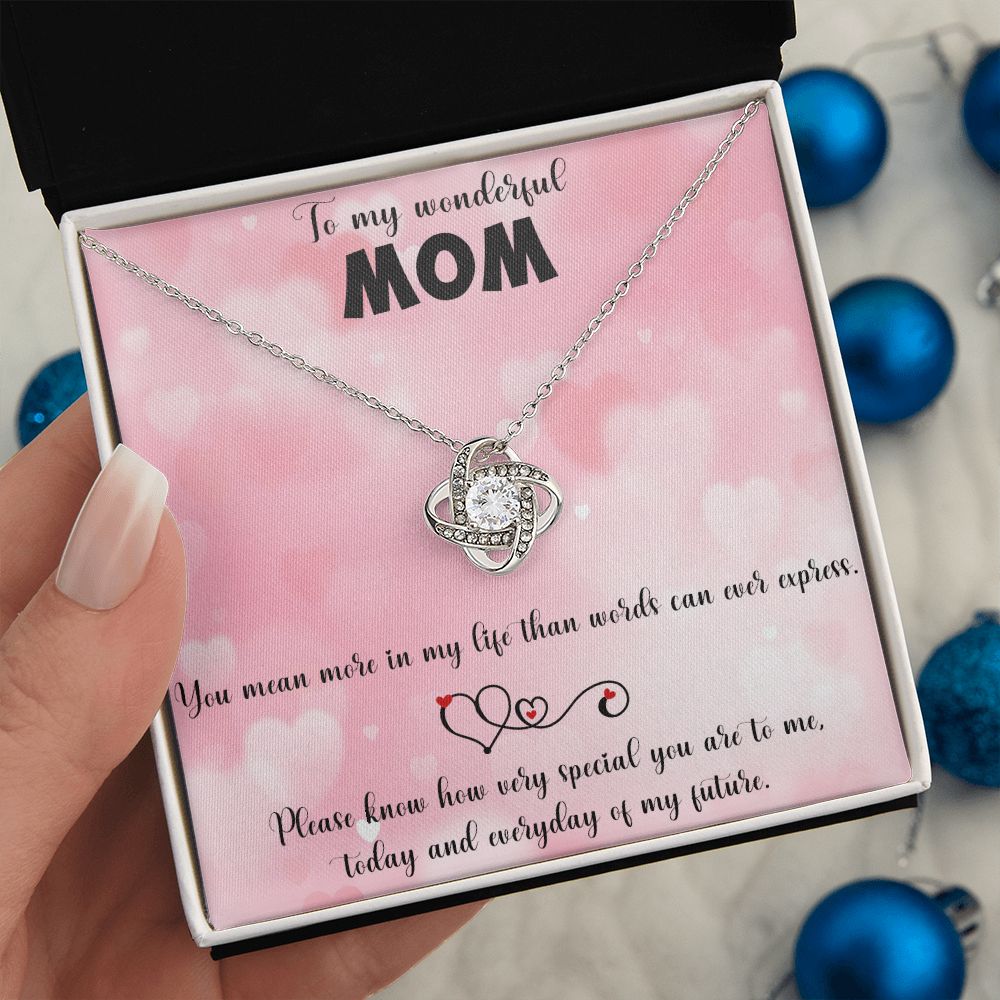 TO MY WONDERFUL MOM LOVE KNOT NECKLACE FOR MOM, NECKLACE WITH MESSAGE CARD, BIRTHDAY, MOTHER'S DAY GIFT FOR HER