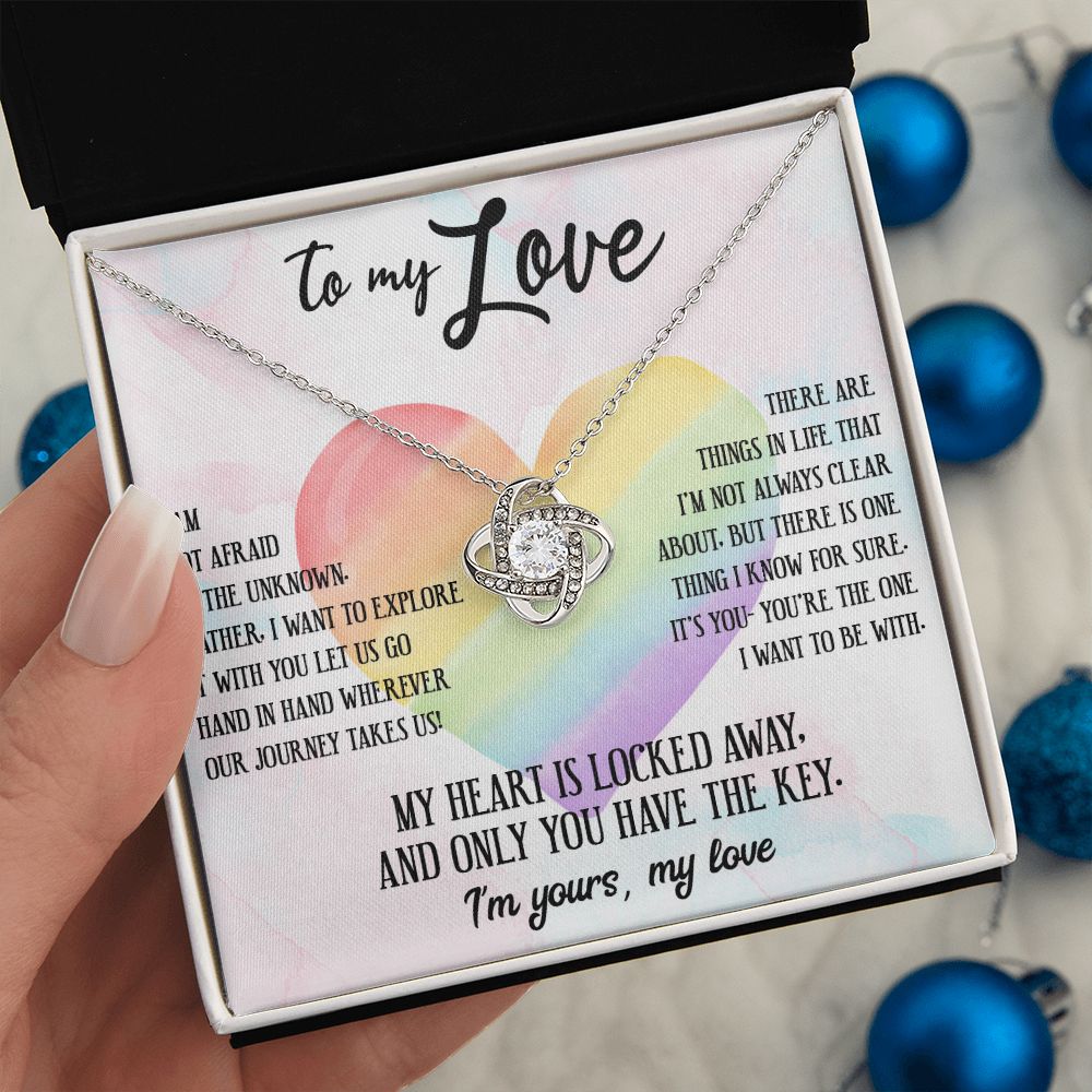 TO MY LOVE, LOVE KNOT NECKLACE FOR SOULMATE, FOR YOUR LGBTQ PARTNER, WITH MESSAGE CARD, PRIDE NECKLACE,