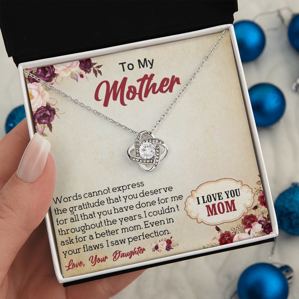 LOVE KNOT NECKLACE FOR MOM, NECKLACE WITH MESSAGE CARD, BIRTHDAY, MOTHER'S DAY GIFT FOR HER