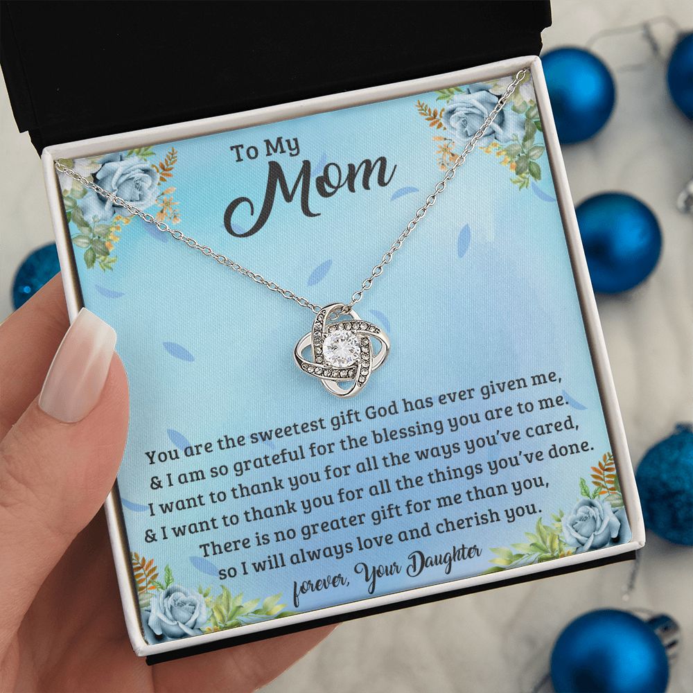 TO MY MOM LOVE KNOT NECKLACE FOR MOM, NECKLACE WITH MESSAGE CARD, BIRTHDAY, MOTHER'S DAY GIFT FOR HER