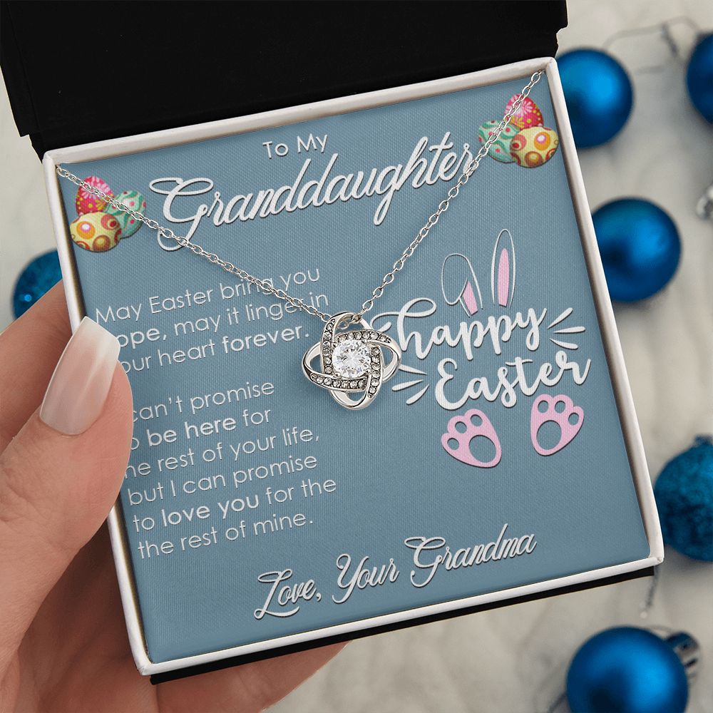 TO MY GRANDDAUGHTER, HAPPY EASTER, INTERLOCKING HEART NECKLACE WITH MESSAGE CARD, EASTER DAY GIFT FROM GRANDMOTHER