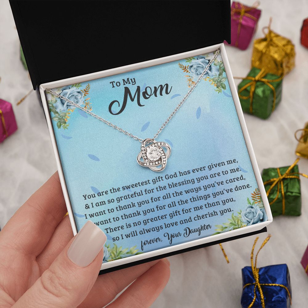 TO MY MOM LOVE KNOT NECKLACE FOR MOM, NECKLACE WITH MESSAGE CARD, BIRTHDAY, MOTHER'S DAY GIFT FOR HER