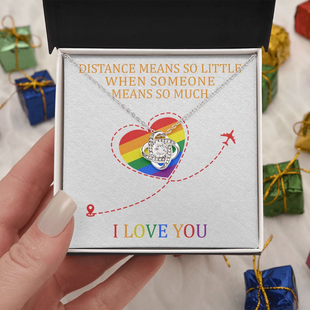 I LOVE YOU, LOVE KNOT NECKLACE FOR SOULMATE, FOR YOUR LGBTQ PARTNER, WITH MESSAGE CARD, PRIDE NECKLACE,