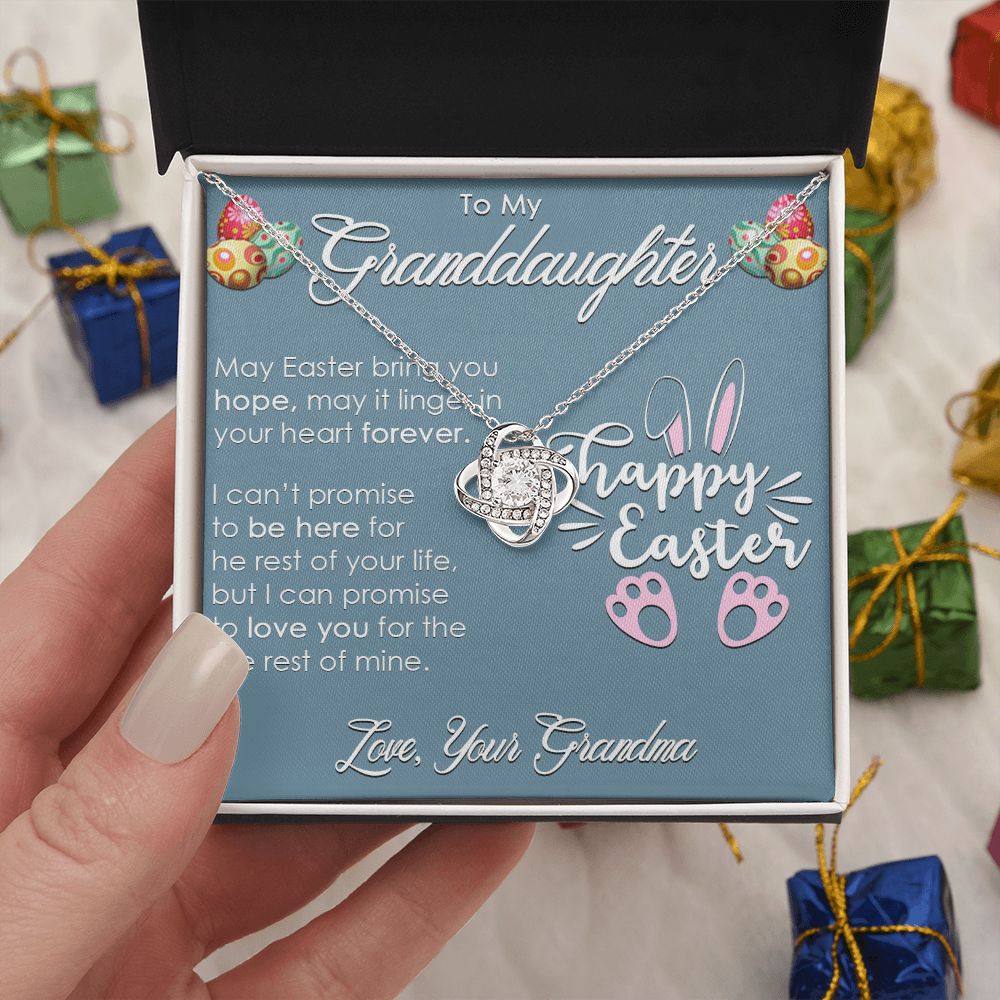 TO MY GRANDDAUGHTER, HAPPY EASTER, INTERLOCKING HEART NECKLACE WITH MESSAGE CARD, EASTER DAY GIFT FROM GRANDMOTHER