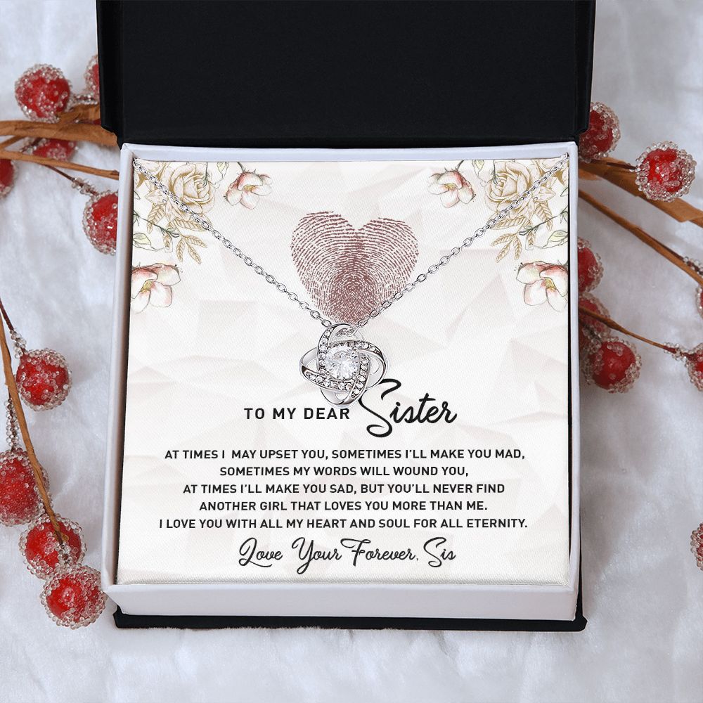 TO MY DEAR SISTER, LOVE KNOT NECKLACE FOR SISTER, FOREVER BEST FRIEND, BFF, BIRTHDAY/ FRIENDSHIP DAY GIFT FOR HER