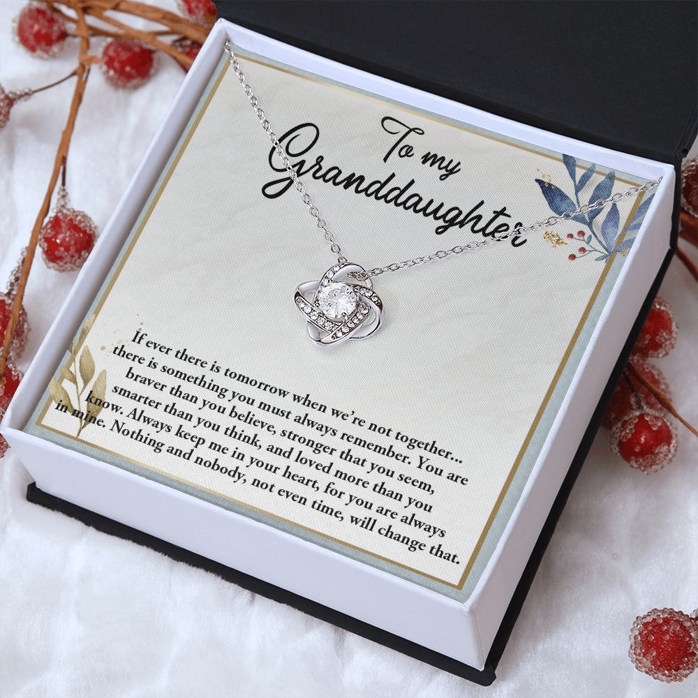 TO MY GRANDDAUGHTER, LOVE KNOT NECKLACE WITH MESSAGE CARD FOR GRANDDAUGHTER, BIRTHDAY GIFT FOR HER, FROM GRANDMA/GRANDPA