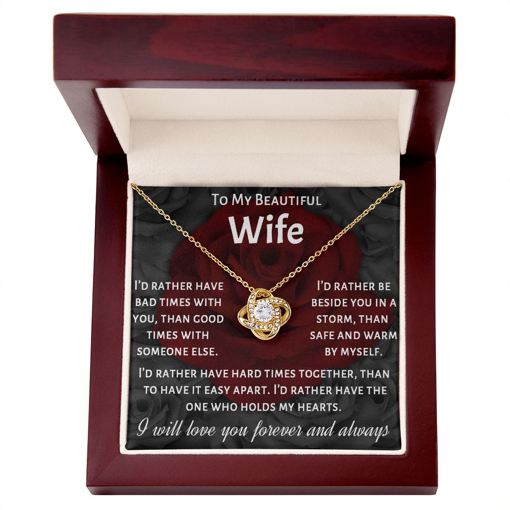 To My Beautiful Wife, I Will Love You Forever, Necklace For Wife With Message Card, Gift For Her