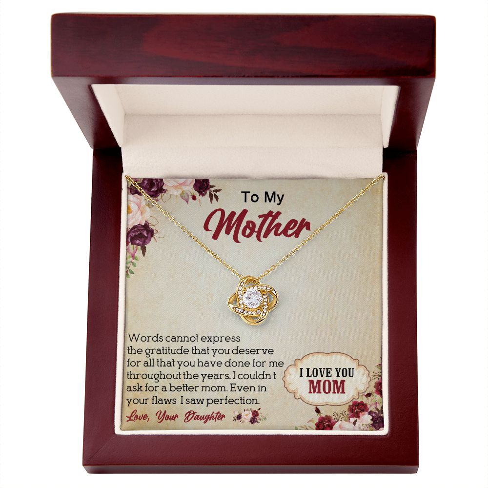 LOVE KNOT NECKLACE FOR MOM, NECKLACE WITH MESSAGE CARD, BIRTHDAY, MOTHER'S DAY GIFT FOR HER
