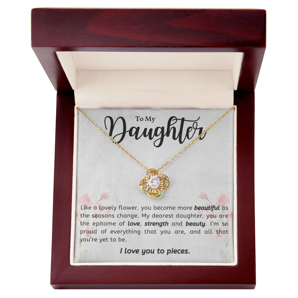 To My Daughter, I Love You, Love Knot Necklace With Message Card For Daughter, Birthday Gift For Her