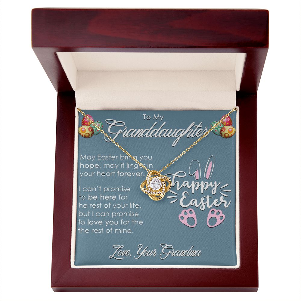 TO MY GRANDDAUGHTER, HAPPY EASTER, INTERLOCKING HEART NECKLACE WITH MESSAGE CARD, EASTER DAY GIFT FROM GRANDMOTHER