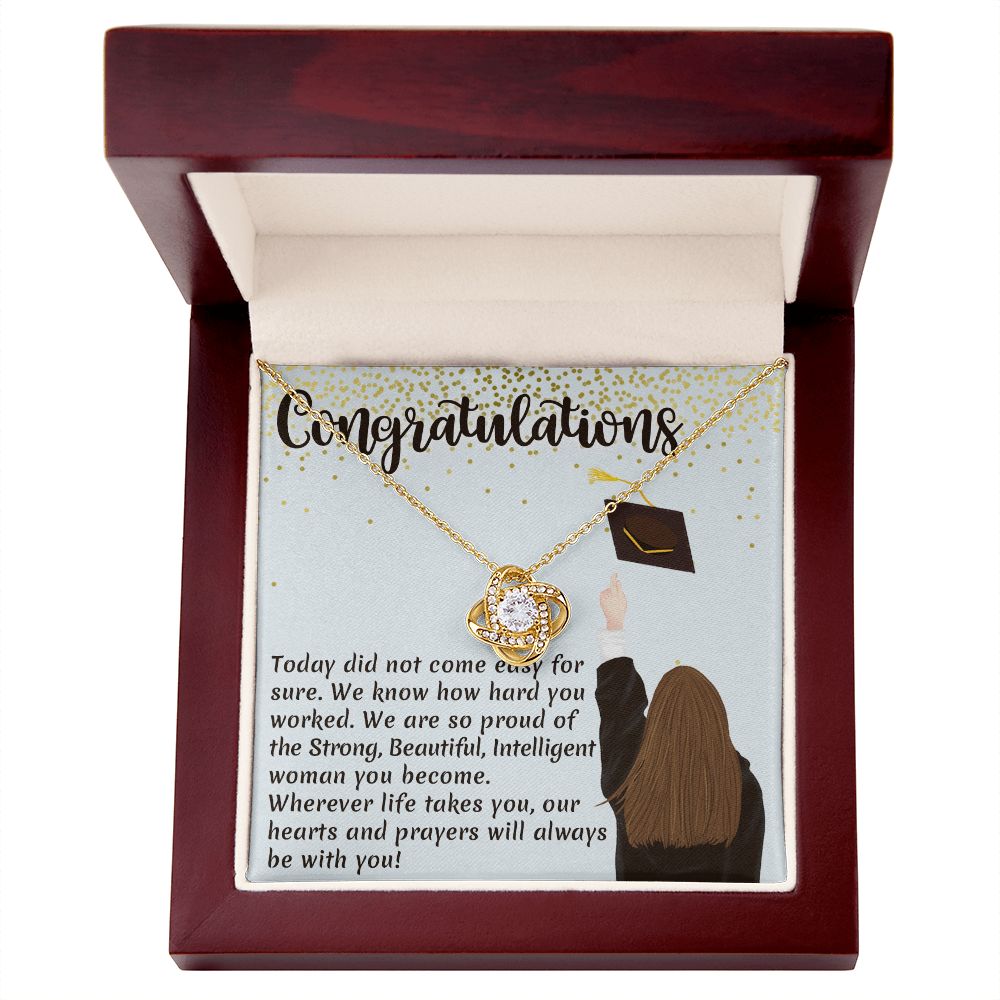 CONGRATULATION, LOVE KNOT NECKLACE FOR GRADUATION, CONGRATULATION GIFT FOR DAUGHTER/GRANDDAUGHTER/SISTER, GRADUATION GIFT FOR HER