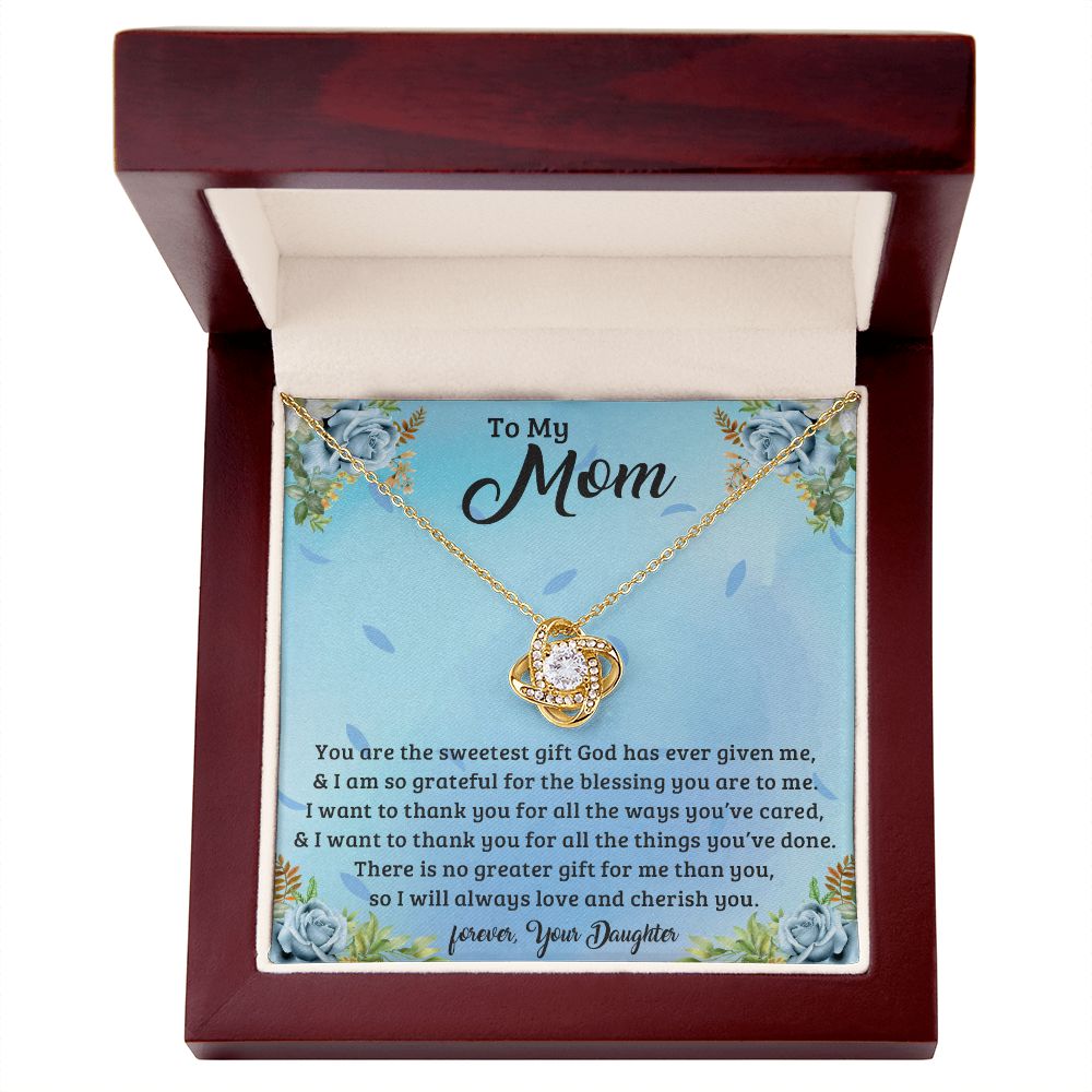 TO MY MOM LOVE KNOT NECKLACE FOR MOM, NECKLACE WITH MESSAGE CARD, BIRTHDAY, MOTHER'S DAY GIFT FOR HER