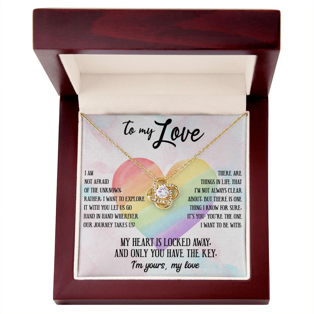 TO MY LOVE, LOVE KNOT NECKLACE FOR SOULMATE, FOR YOUR LGBTQ PARTNER, WITH MESSAGE CARD, PRIDE NECKLACE,