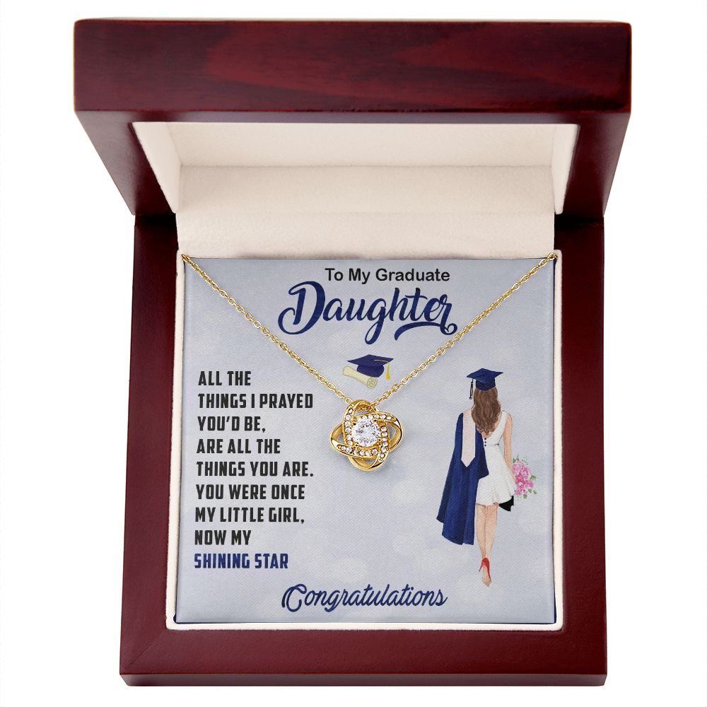 TO MY GRADUATE DAUGHTER, LOVE KNOT NECKLACE FOR DAUGHTER ON HER GRADUATION, FROM MOM/DAD, GRADUATION GIFT FOR HER
