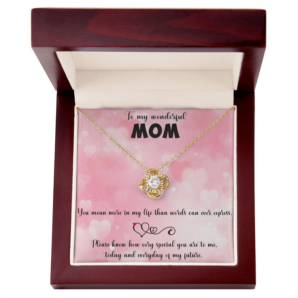 TO MY WONDERFUL MOM LOVE KNOT NECKLACE FOR MOM, NECKLACE WITH MESSAGE CARD, BIRTHDAY, MOTHER'S DAY GIFT FOR HER