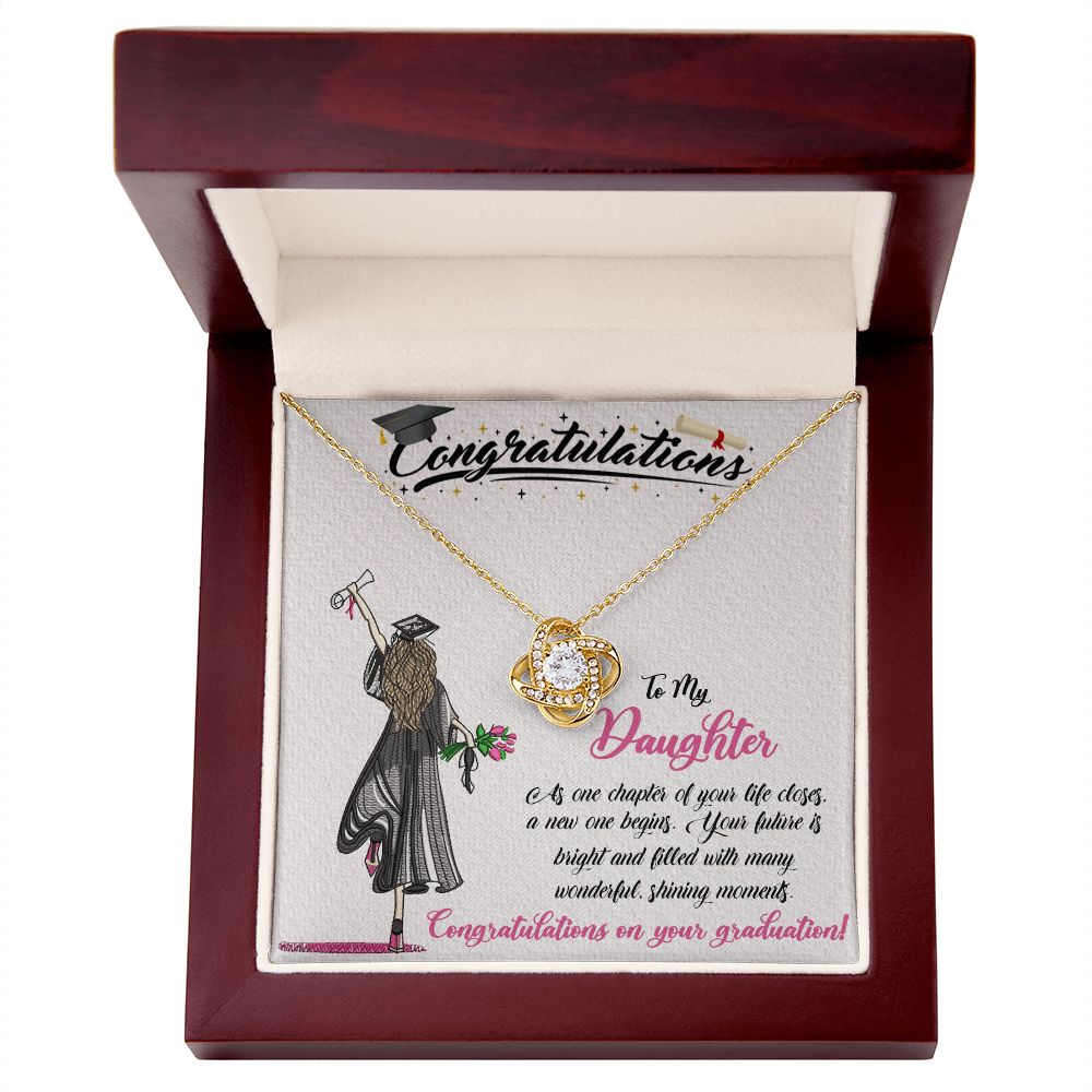 CONGRATULATIONS TO MY DAUGHTER, LOVE KNOT NECKLACE FOR DAUGHTER ON HER GRADUATION, FROM MOM/DAD, GRADUATION GIFT FOR HER