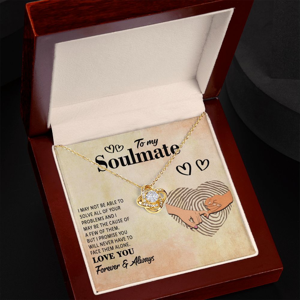 LOVE KNOT NECKLACE, FOR SOULMATE, FOREVER AND ALWAYS, BIRTHDAY GIFT FOR HER, NECKLACE WITH MESSAGE CARD