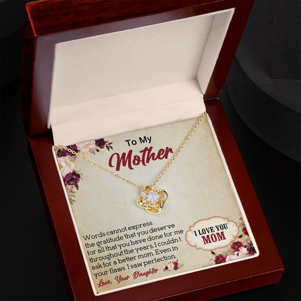 LOVE KNOT NECKLACE FOR MOM, NECKLACE WITH MESSAGE CARD, BIRTHDAY, MOTHER'S DAY GIFT FOR HER