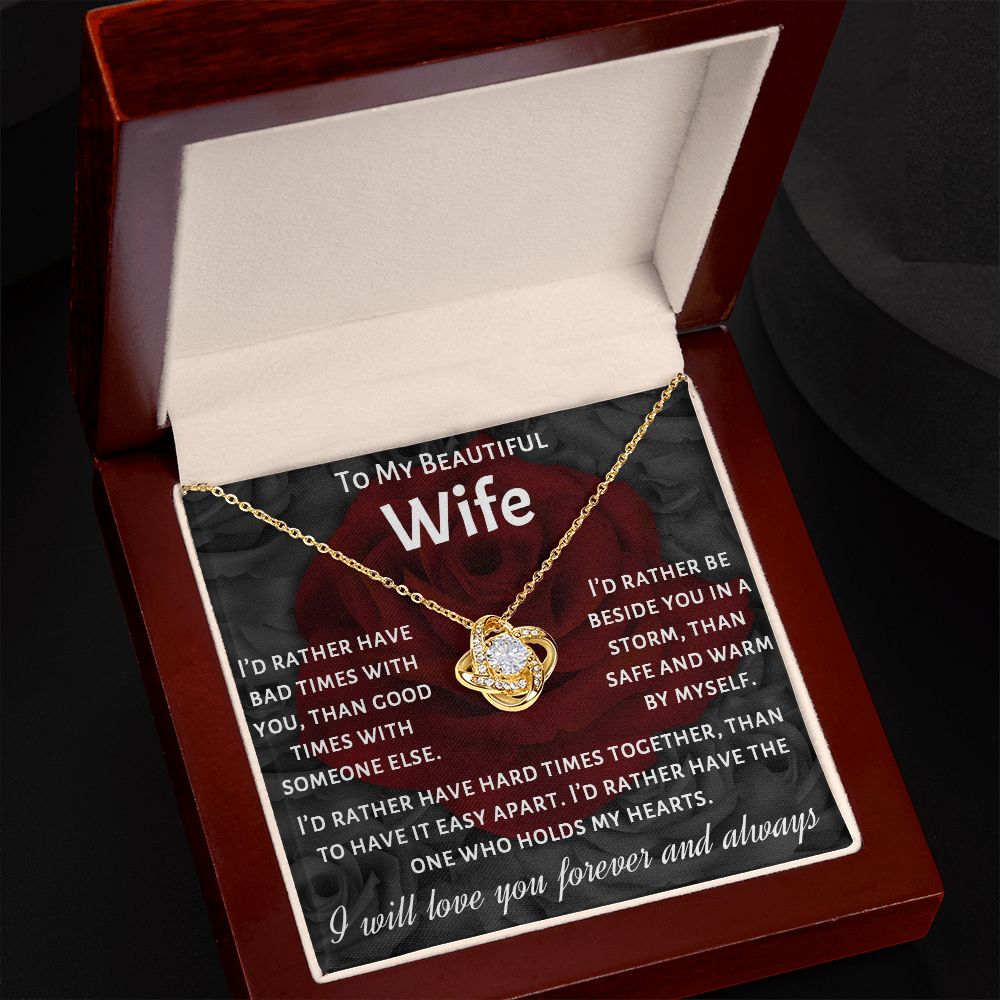 To My Beautiful Wife, I Will Love You Forever, Necklace For Wife With Message Card, Gift For Her