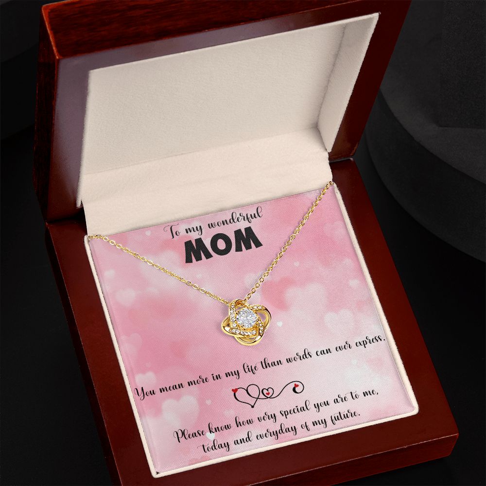 TO MY WONDERFUL MOM LOVE KNOT NECKLACE FOR MOM, NECKLACE WITH MESSAGE CARD, BIRTHDAY, MOTHER'S DAY GIFT FOR HER