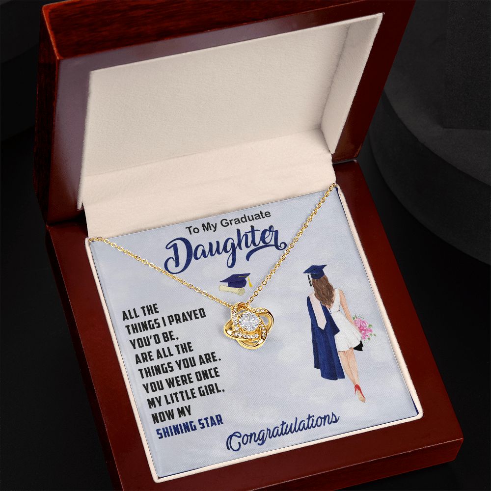 TO MY GRADUATE DAUGHTER, LOVE KNOT NECKLACE FOR DAUGHTER ON HER GRADUATION, FROM MOM/DAD, GRADUATION GIFT FOR HER