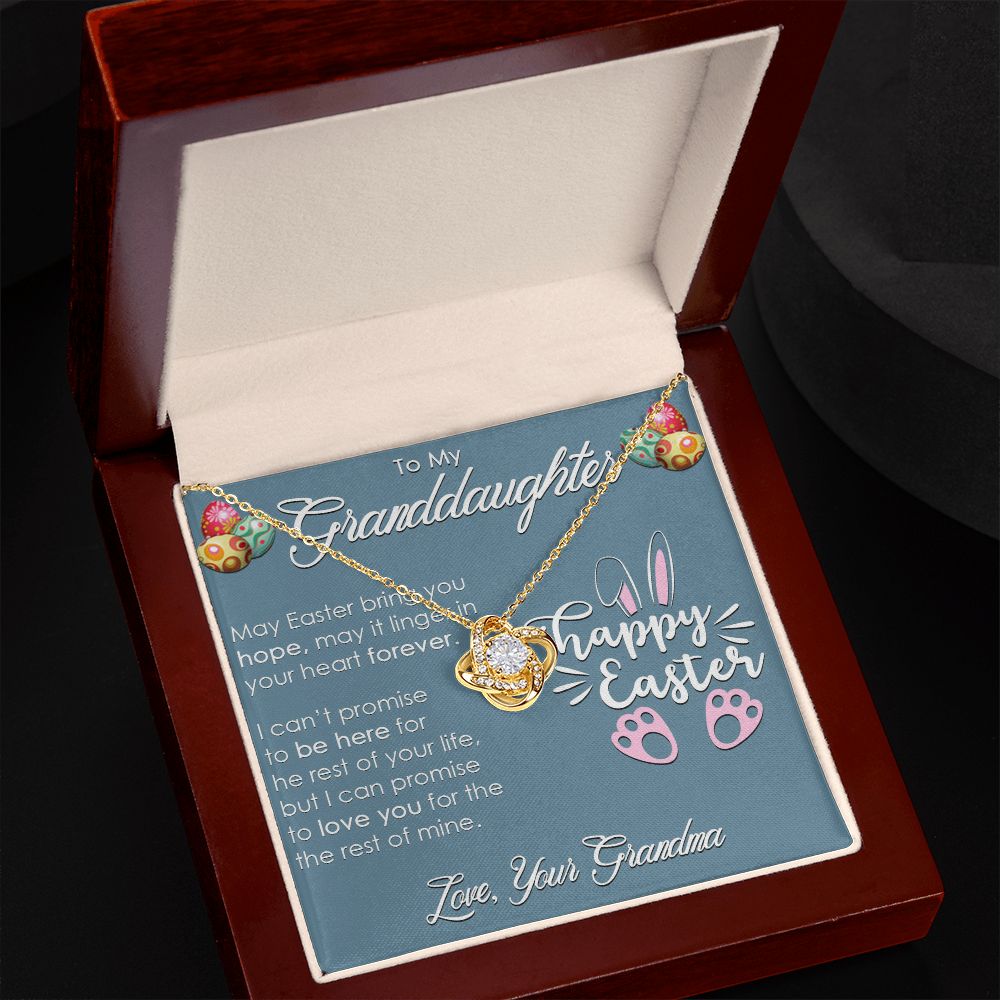 TO MY GRANDDAUGHTER, HAPPY EASTER, INTERLOCKING HEART NECKLACE WITH MESSAGE CARD, EASTER DAY GIFT FROM GRANDMOTHER