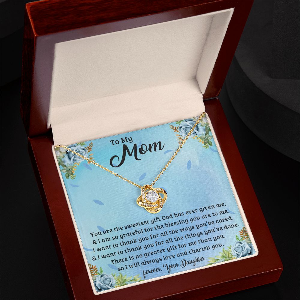 TO MY MOM LOVE KNOT NECKLACE FOR MOM, NECKLACE WITH MESSAGE CARD, BIRTHDAY, MOTHER'S DAY GIFT FOR HER
