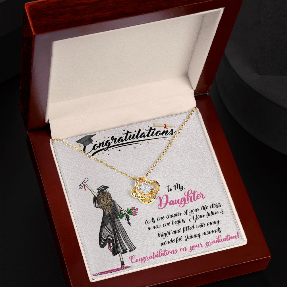 CONGRATULATIONS TO MY DAUGHTER, LOVE KNOT NECKLACE FOR DAUGHTER ON HER GRADUATION, FROM MOM/DAD, GRADUATION GIFT FOR HER