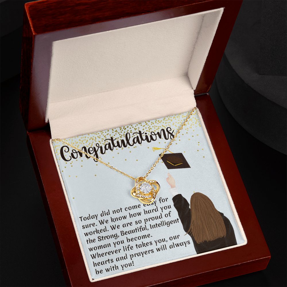 CONGRATULATION, LOVE KNOT NECKLACE FOR GRADUATION, CONGRATULATION GIFT FOR DAUGHTER/GRANDDAUGHTER/SISTER, GRADUATION GIFT FOR HER