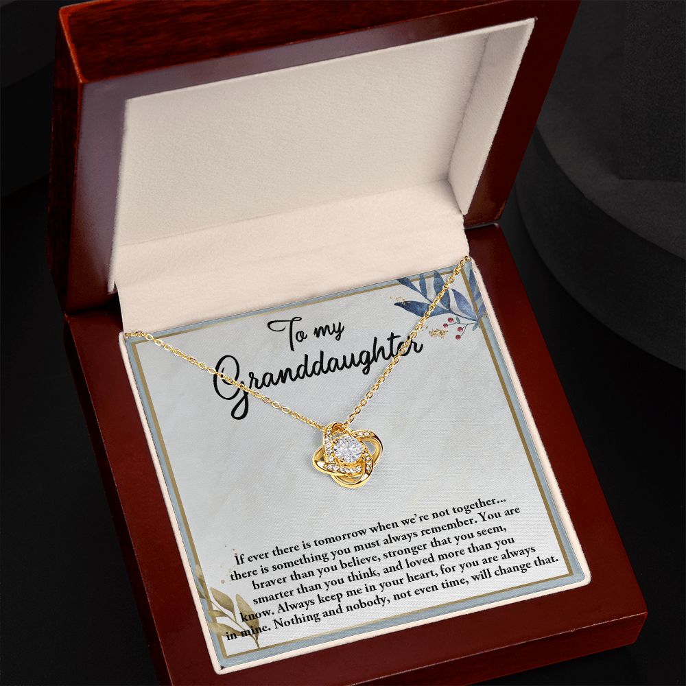 TO MY GRANDDAUGHTER, LOVE KNOT NECKLACE WITH MESSAGE CARD FOR GRANDDAUGHTER, BIRTHDAY GIFT FOR HER, FROM GRANDMA/GRANDPA
