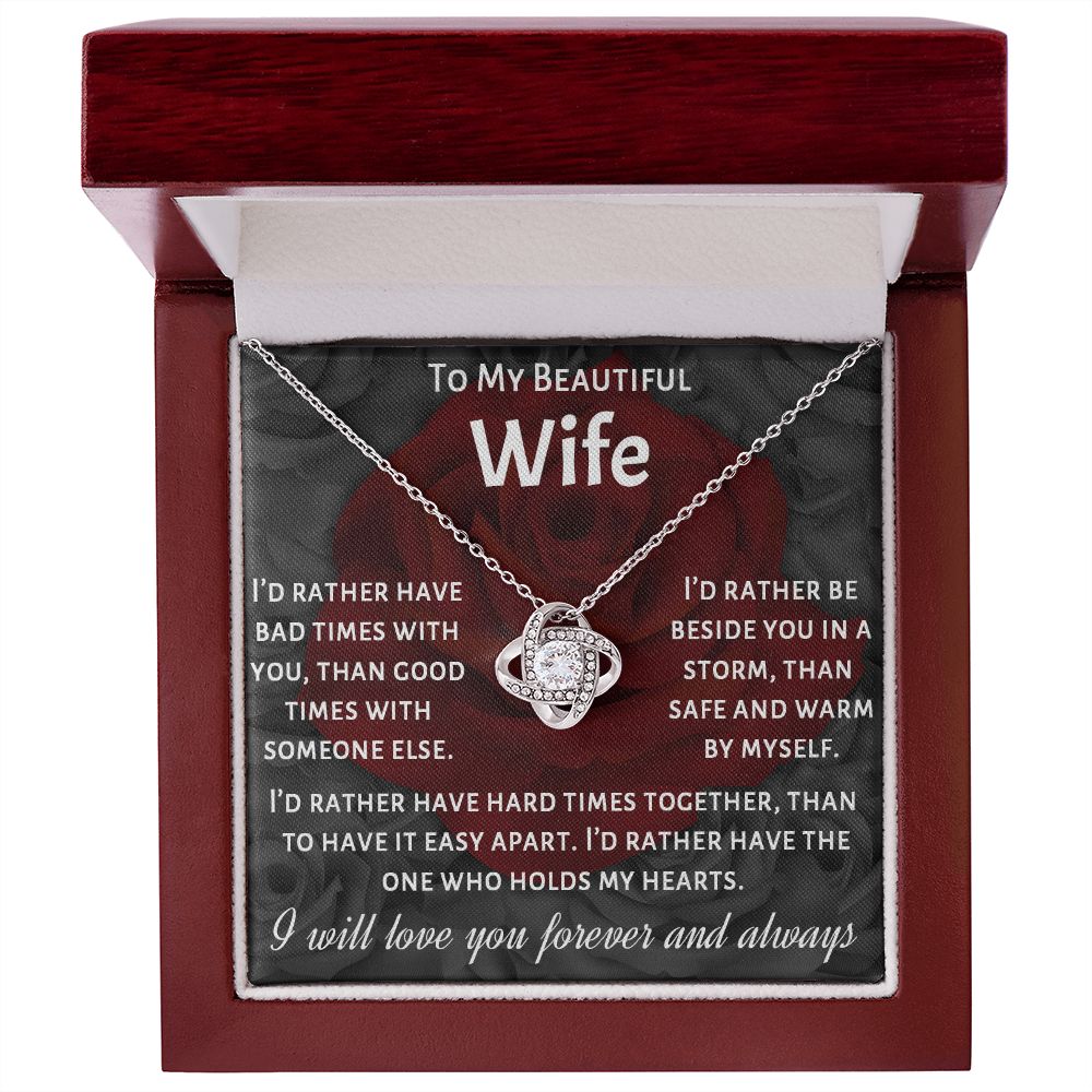 To My Beautiful Wife, I Will Love You Forever, Necklace For Wife With Message Card, Gift For Her