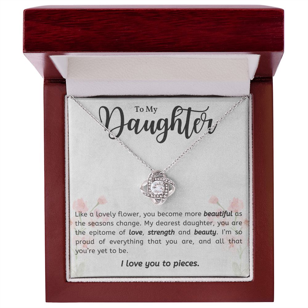 To My Daughter, I Love You, Love Knot Necklace With Message Card For Daughter, Birthday Gift For Her