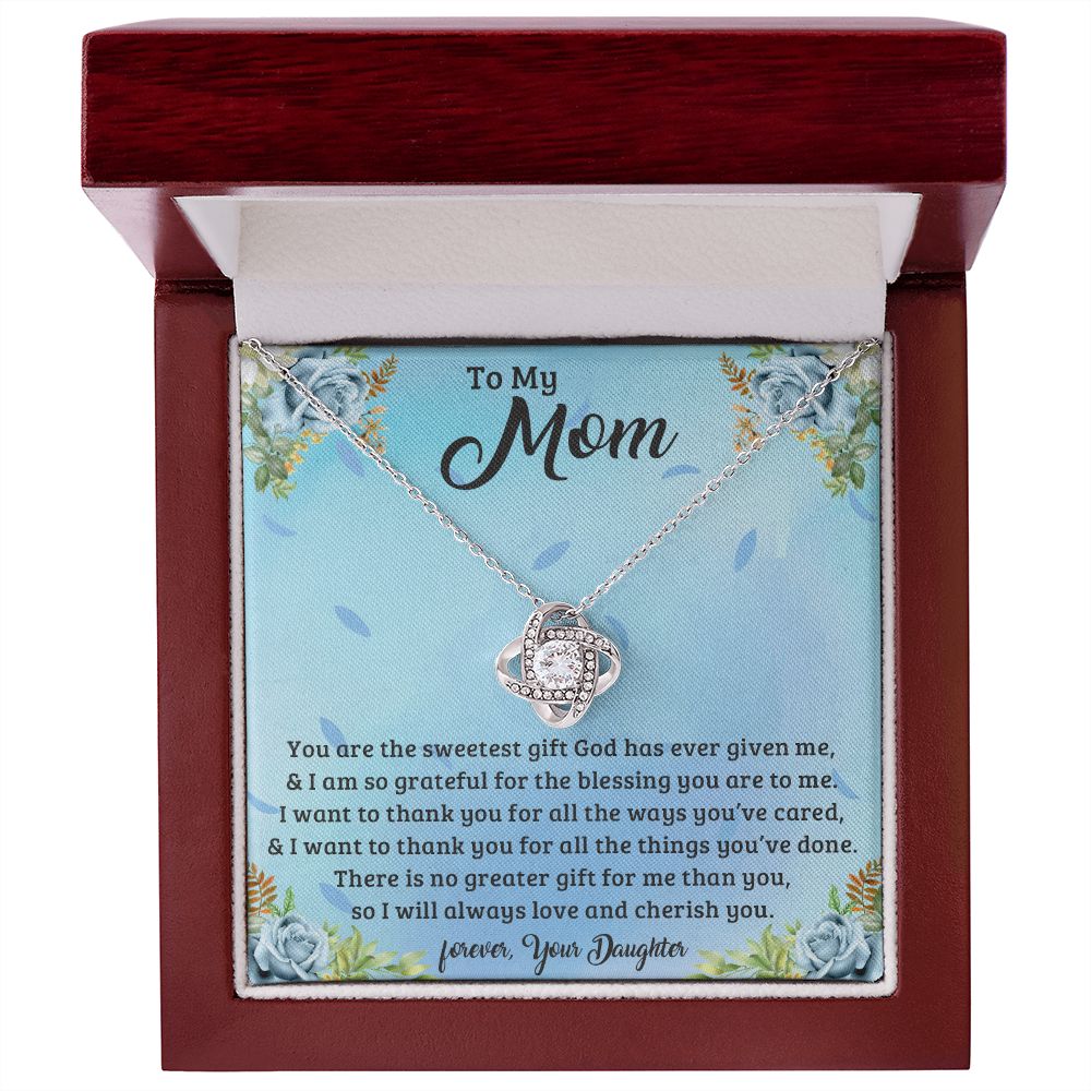 TO MY MOM LOVE KNOT NECKLACE FOR MOM, NECKLACE WITH MESSAGE CARD, BIRTHDAY, MOTHER'S DAY GIFT FOR HER