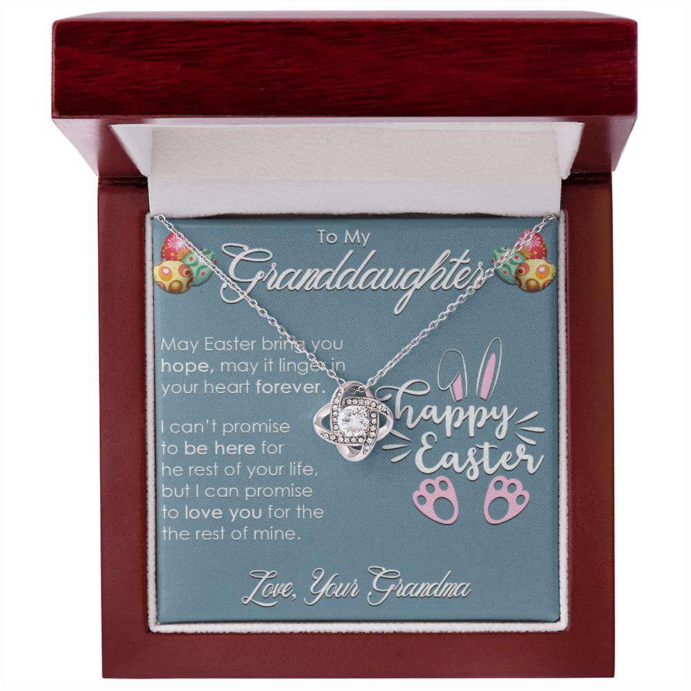 TO MY GRANDDAUGHTER, HAPPY EASTER, INTERLOCKING HEART NECKLACE WITH MESSAGE CARD, EASTER DAY GIFT FROM GRANDMOTHER