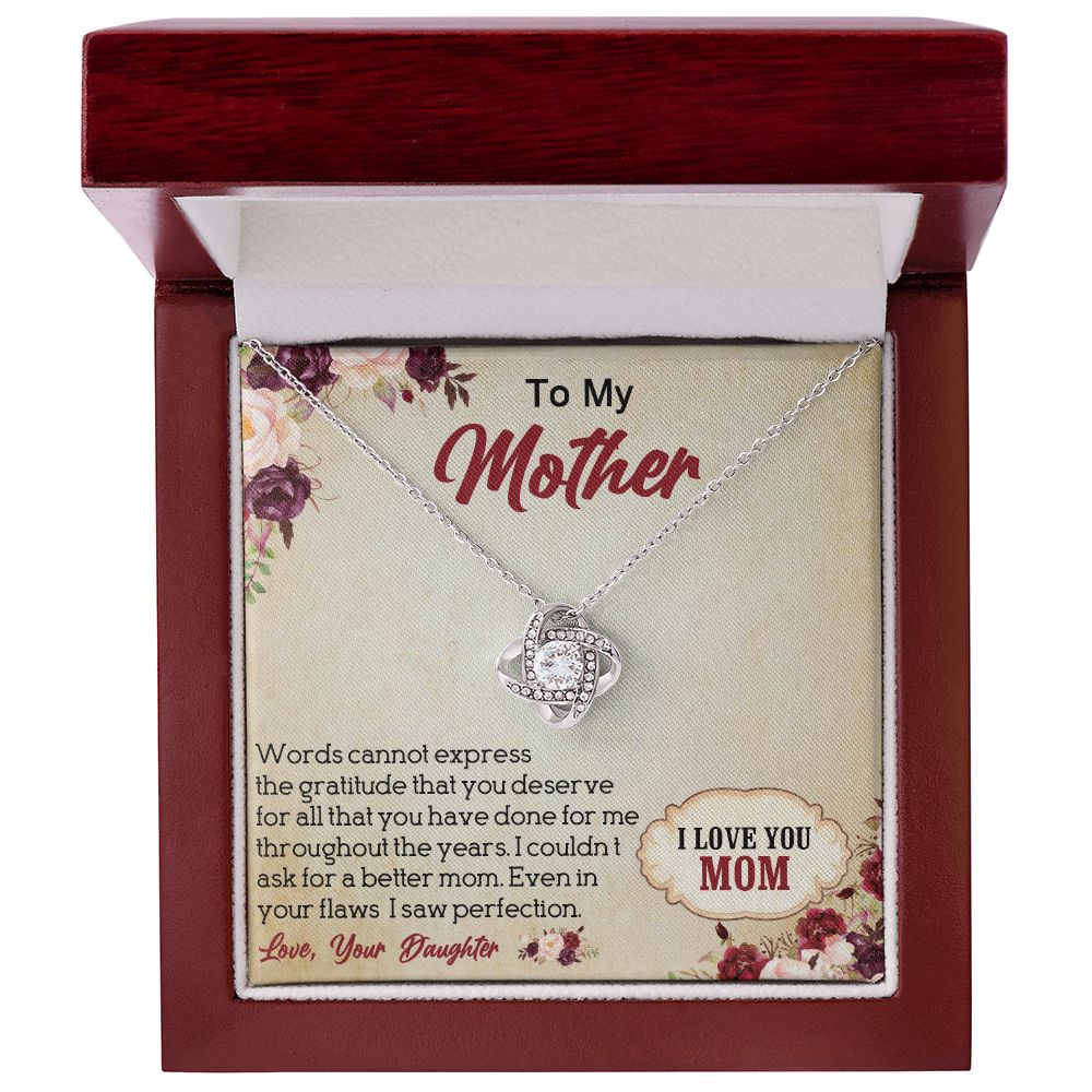 LOVE KNOT NECKLACE FOR MOM, NECKLACE WITH MESSAGE CARD, BIRTHDAY, MOTHER'S DAY GIFT FOR HER