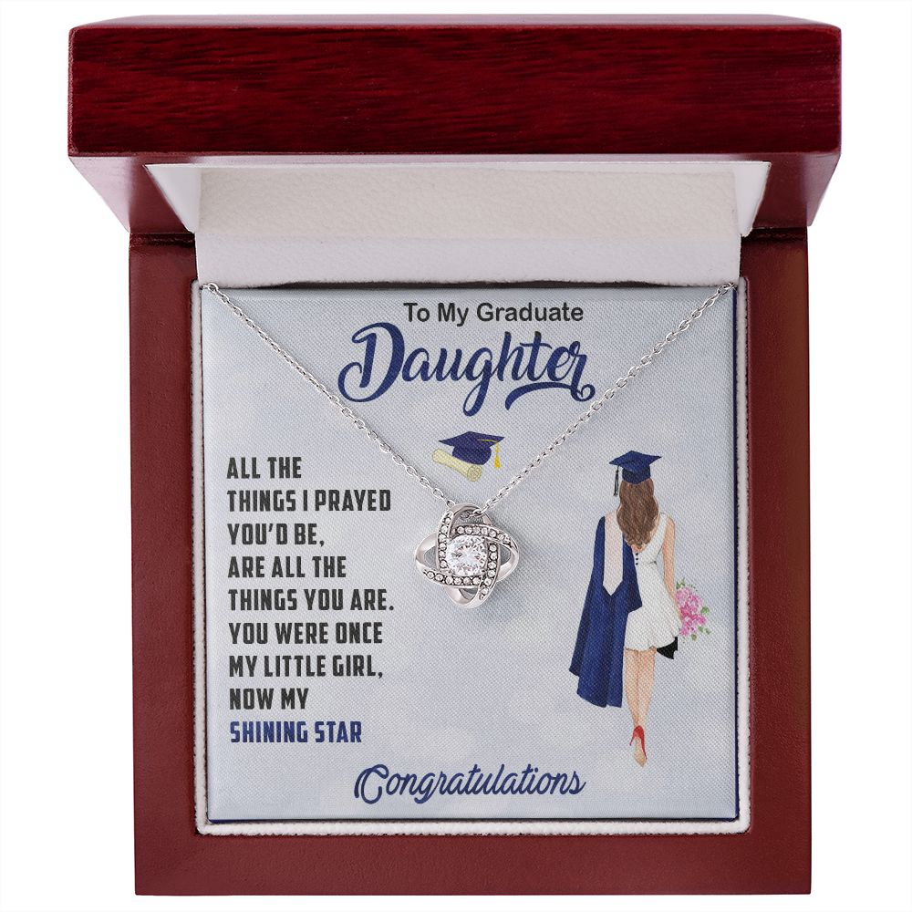 TO MY GRADUATE DAUGHTER, LOVE KNOT NECKLACE FOR DAUGHTER ON HER GRADUATION, FROM MOM/DAD, GRADUATION GIFT FOR HER