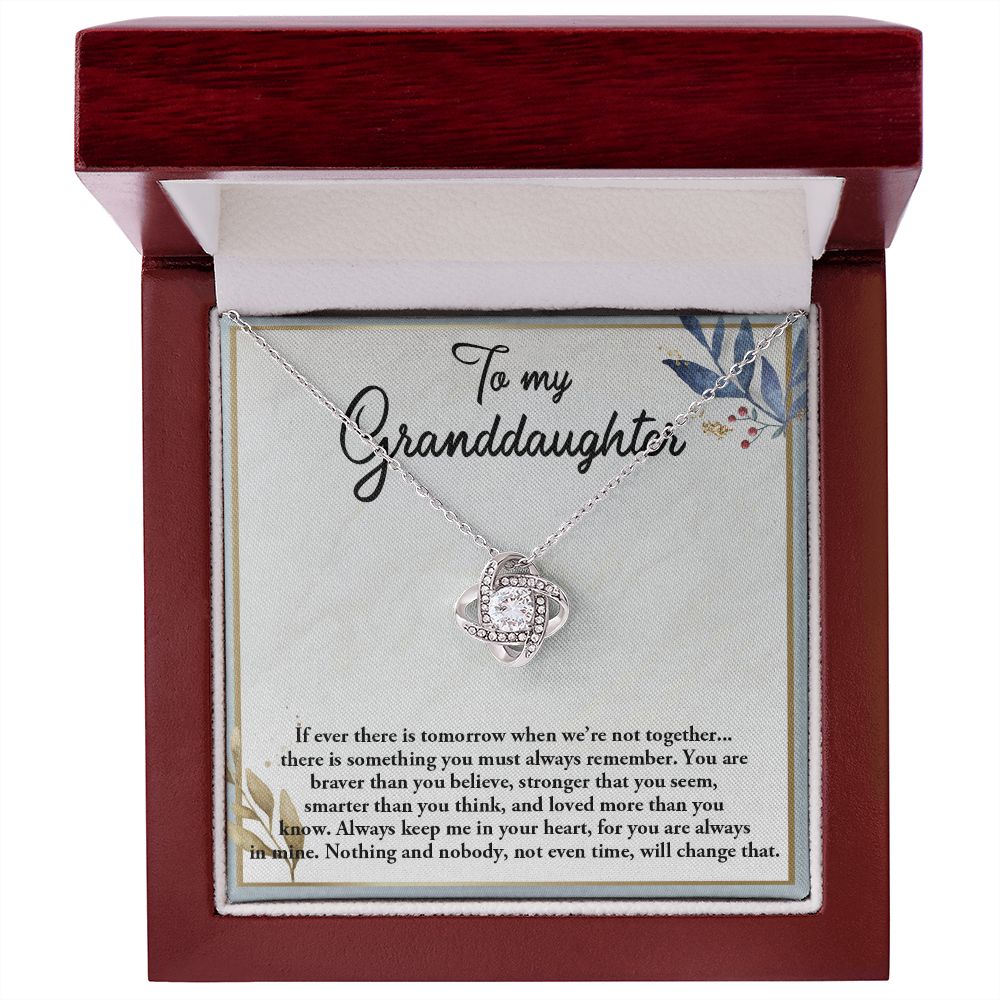 TO MY GRANDDAUGHTER, LOVE KNOT NECKLACE WITH MESSAGE CARD FOR GRANDDAUGHTER, BIRTHDAY GIFT FOR HER, FROM GRANDMA/GRANDPA