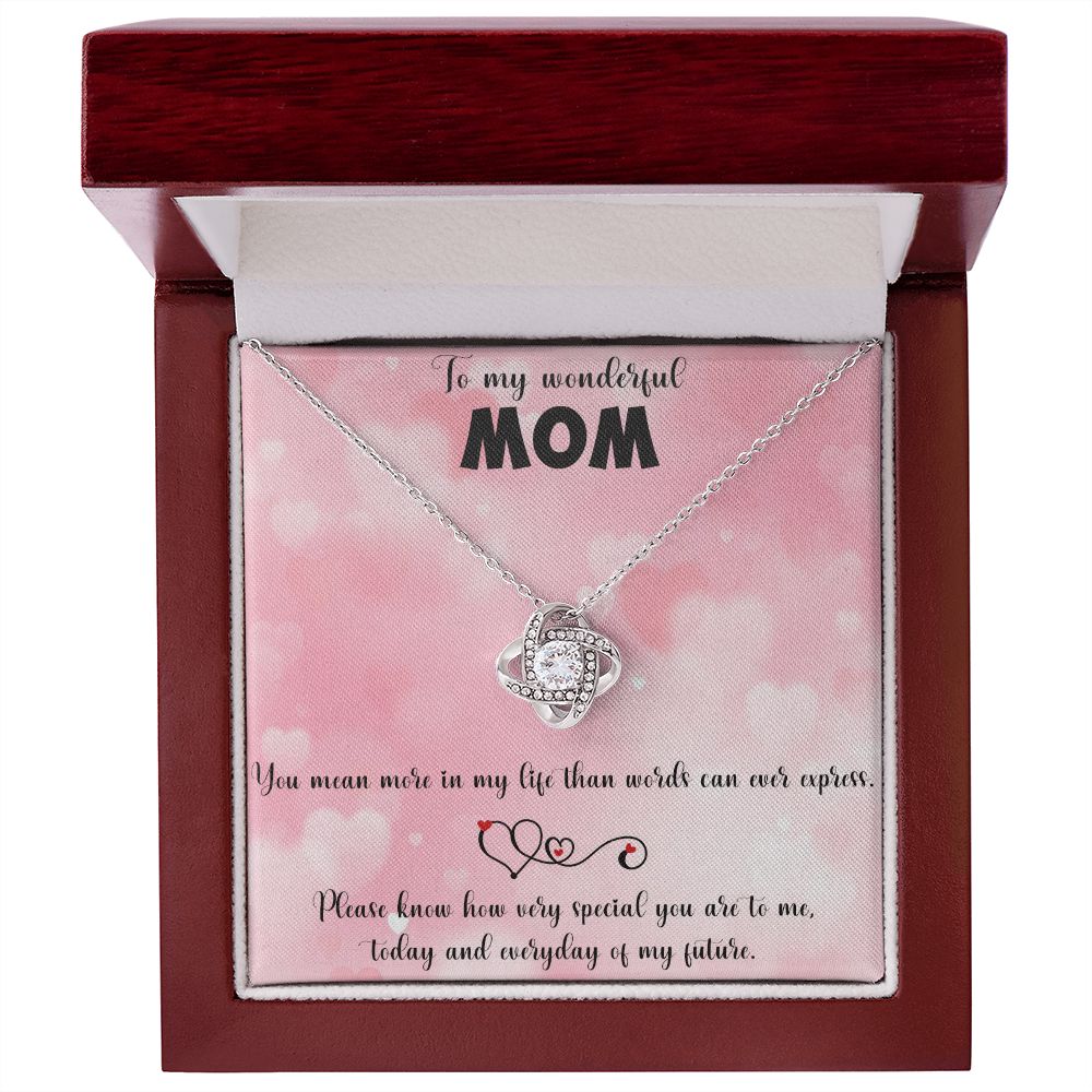 TO MY WONDERFUL MOM LOVE KNOT NECKLACE FOR MOM, NECKLACE WITH MESSAGE CARD, BIRTHDAY, MOTHER'S DAY GIFT FOR HER