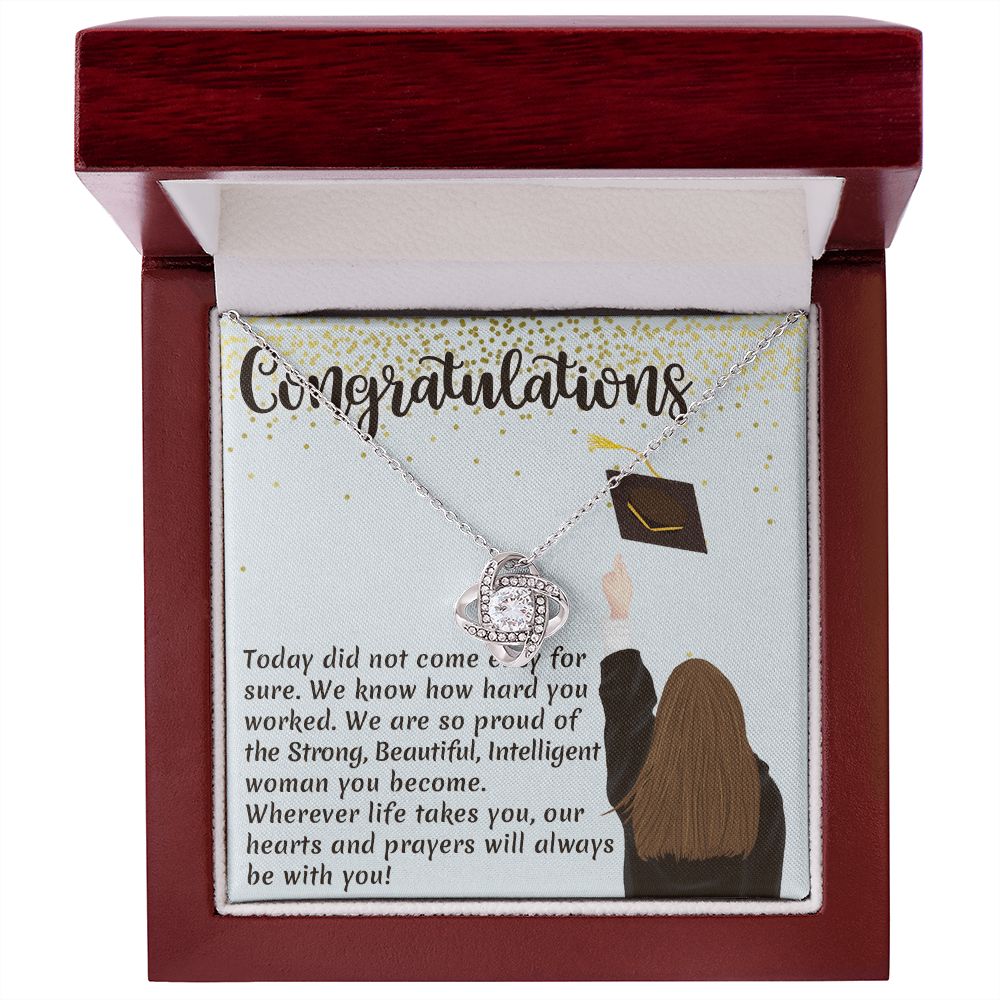 CONGRATULATION, LOVE KNOT NECKLACE FOR GRADUATION, CONGRATULATION GIFT FOR DAUGHTER/GRANDDAUGHTER/SISTER, GRADUATION GIFT FOR HER