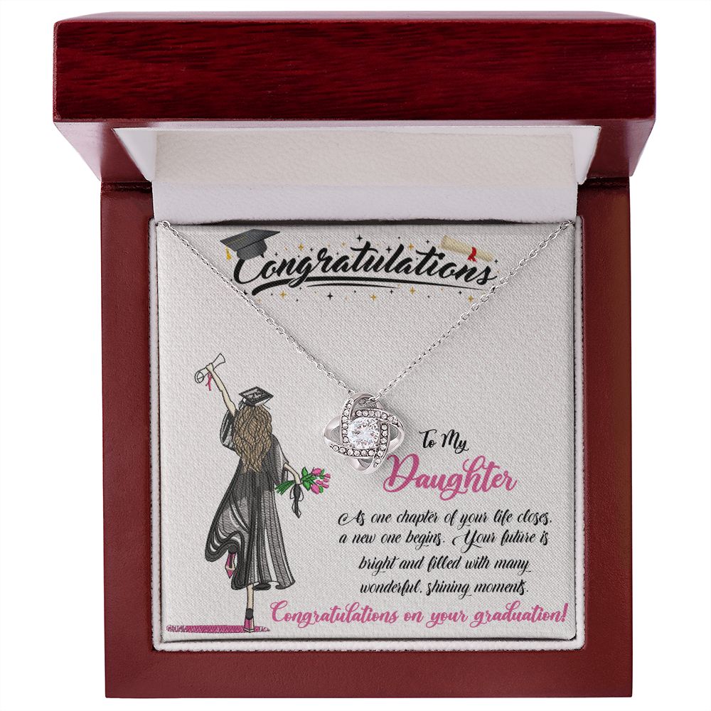 CONGRATULATIONS TO MY DAUGHTER, LOVE KNOT NECKLACE FOR DAUGHTER ON HER GRADUATION, FROM MOM/DAD, GRADUATION GIFT FOR HER