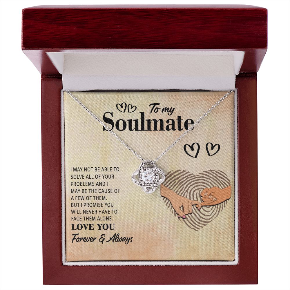 LOVE KNOT NECKLACE, FOR SOULMATE, FOREVER AND ALWAYS, BIRTHDAY GIFT FOR HER, NECKLACE WITH MESSAGE CARD