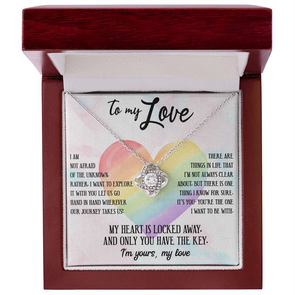 TO MY LOVE, LOVE KNOT NECKLACE FOR SOULMATE, FOR YOUR LGBTQ PARTNER, WITH MESSAGE CARD, PRIDE NECKLACE,